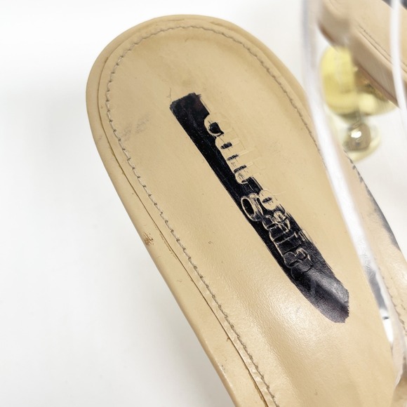 Cult Gaia Women's Gigi Metallic Sphere Heel Vinyl Sandals Tan Size EU 36 US 6 - Picture 8 of 11